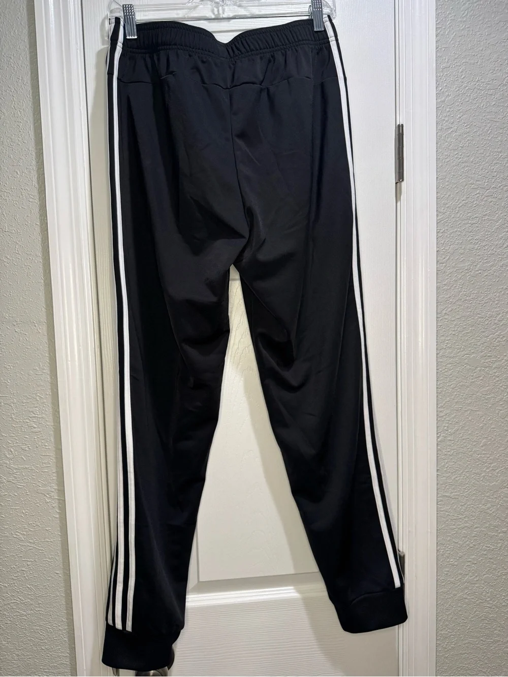 adidas Black Jogger Pants with White Triple Stripes, Size M